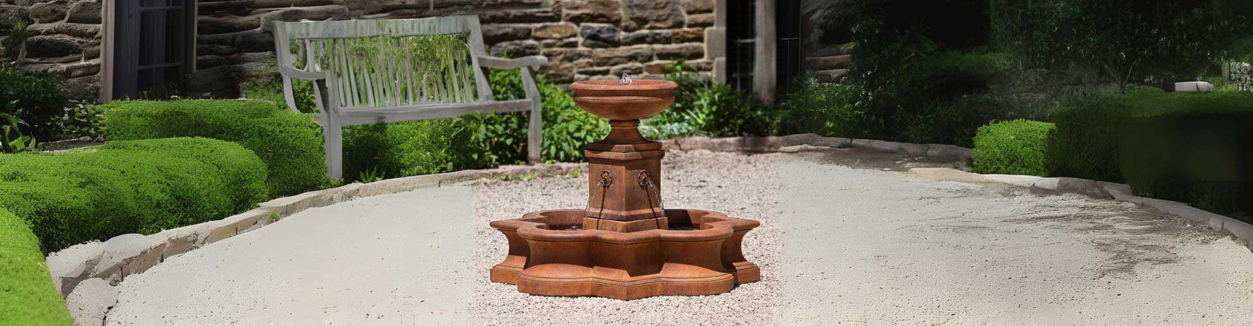 Beauvais Fountain on gravel in action