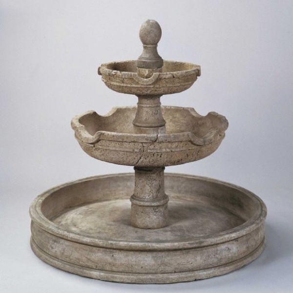 Agrigento Pond Fountain against gray background.