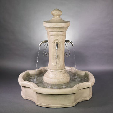 Amalfi Pond Fountain against gray background.
