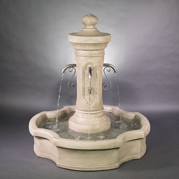 Amalfi Pond Fountain against gray background.