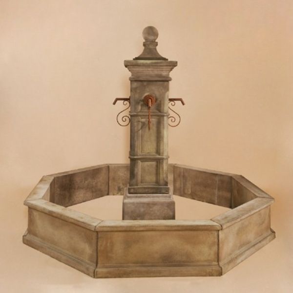 Aquitaine Column Only Plumbed for Pond against brown background.