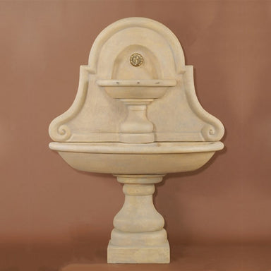 Belair Wall Fountain for Spout against brown background.