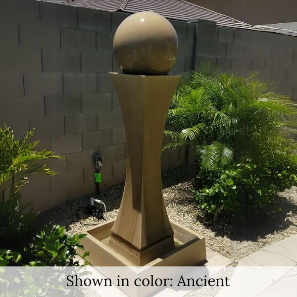 I Fountain with Ball in ancient color in the backyard.