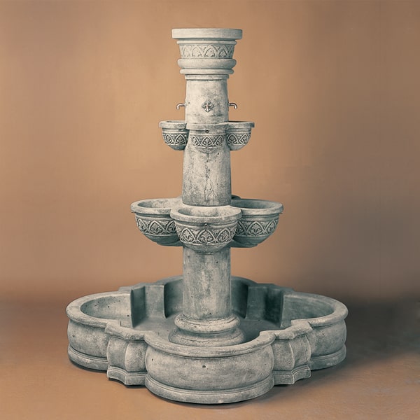 Plaza Minerva Fountain against brown background.
