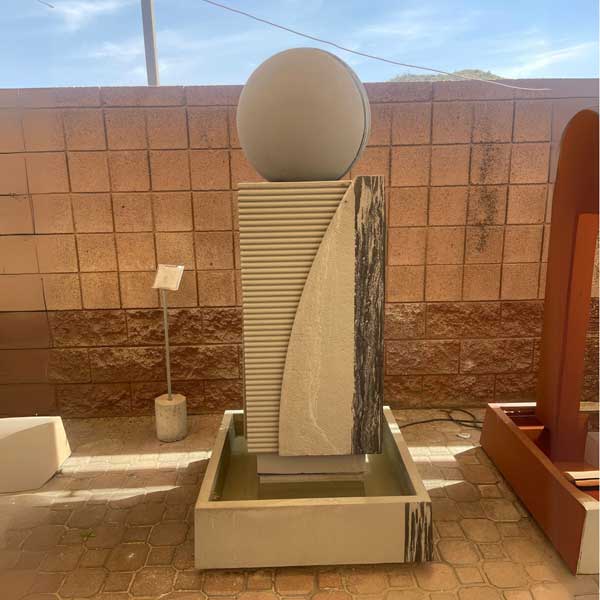Ribbed Monolith Fountain with Ball