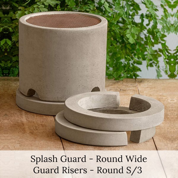 Splash Guard and Guard Risers Round S/3 on table.