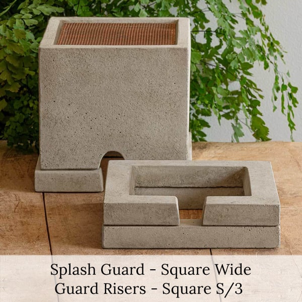 Splash Guard and Guard Risers Square S/3 on table.