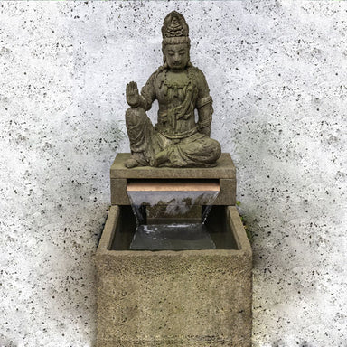 antique quan yin fountain in action