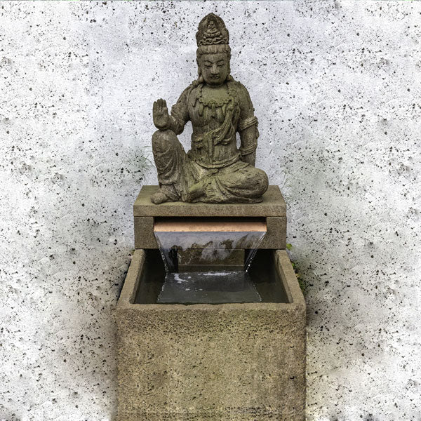 antique quan yin fountain in action
