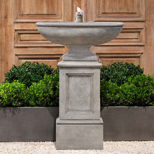 Floor Outdoor Fountains Collection Image of Gramercy Fountain on gravel in the backyard.