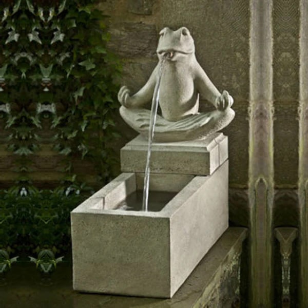 Frog Fountains Collection Image of Zen Plinth Fountain in action.