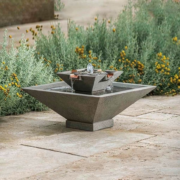 Garden Fountains collection image of square fountain in action on patio