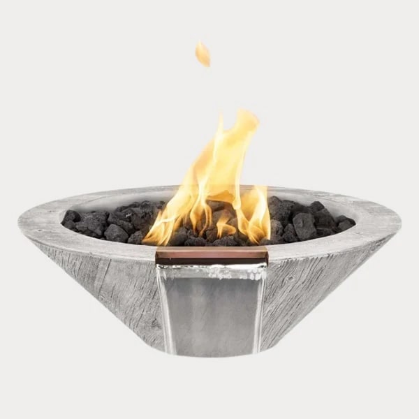 GFRC Fire and Water Bowls Collection Image of Cazo Wood Grain Fire and Water Bowl, Ivory