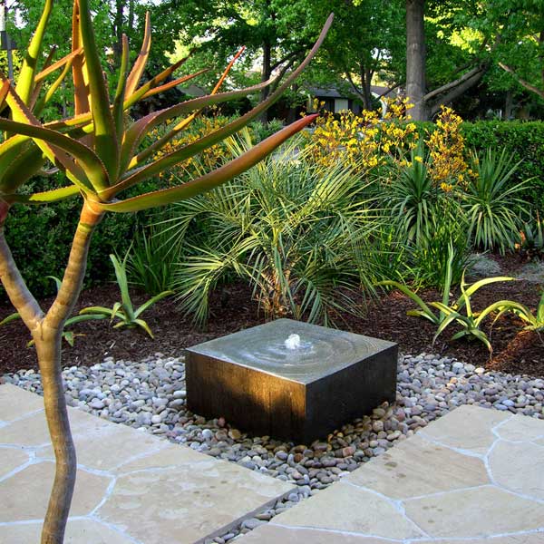 Granite Fountains Collection Image of Heiho Fountain Kit 28 x 28 x 12 in the backyard.