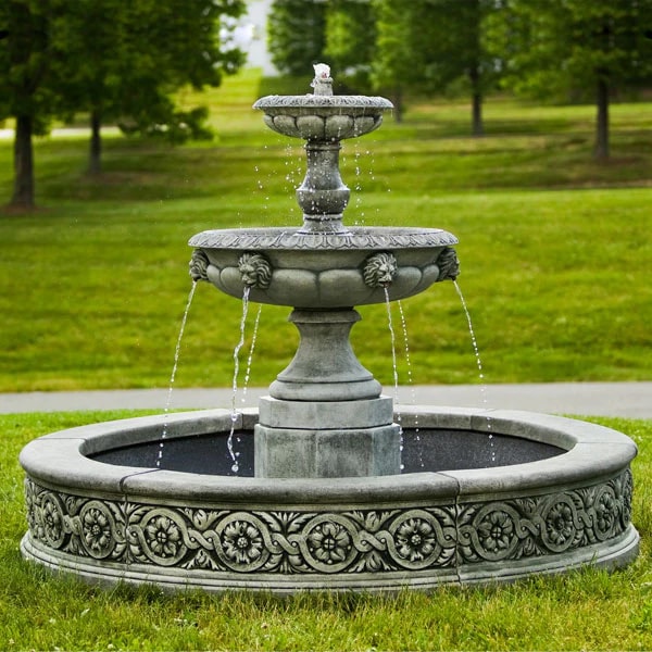 Outdoor Fountains with Pools Collection Image of Parisienne Two Tier Fountain in action.