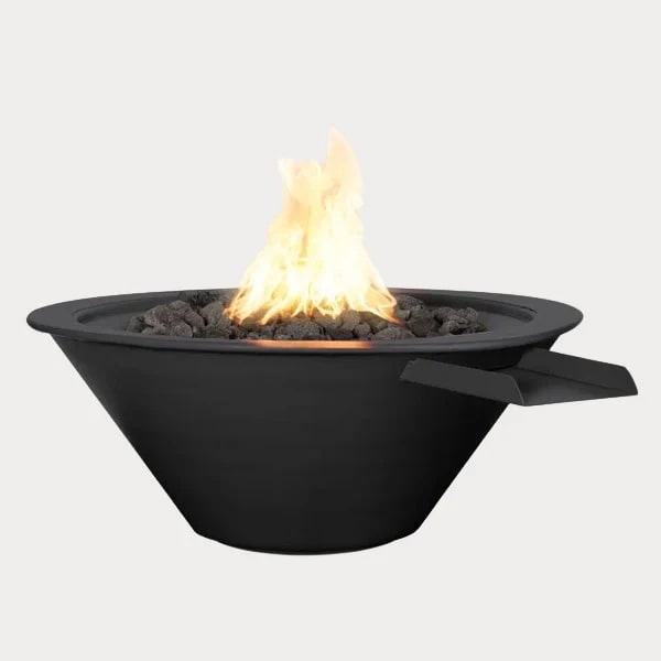 Powder Coated Fire and Water Bowls Collection Image of Cazo Powder Coated Fire and Water Bowl Black Powdercoat.