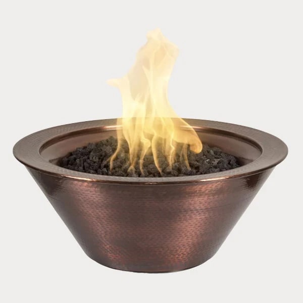 Round Fire and Water Bowls Collection Image of Cazo Hammered Copper Fire Bowl.