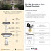 Info sheet for the Acanthus Two Tiered Fountain listing components, dimensions, weights, pump parts, and required tools.