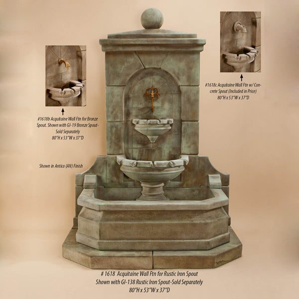 Acquitaine Wall Fountain with spout images.