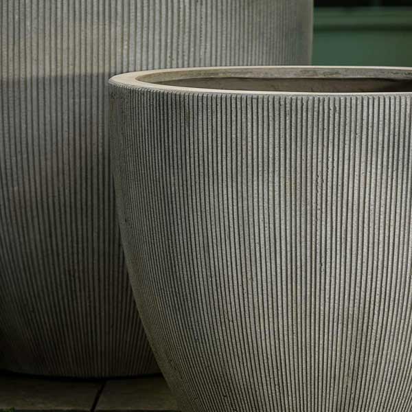 Airy Planter, Medium - Ash Grey Lite - on concrete upclose.