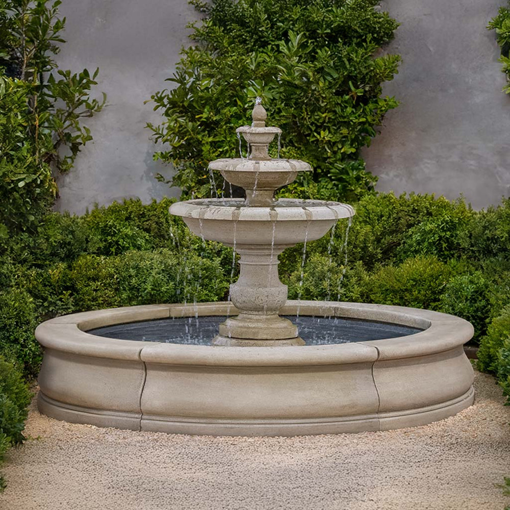 Alessia Fountain in Basin on gravel in action.
