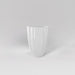 Alicante Tapered Fluted Round Fiberglass Planter in gloss bright white against gray background.