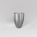 Alicante Tapered Fluted Round Fiberglass Planter in metallic silver against gray background.
