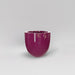 Alzira Round Fiberglass Planter in gloss eggplant against gray background.