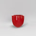 Alzira Round Fiberglass Planter in gloss red against gray background.