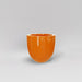 Alzira Round Fiberglass Planter in gloss tangerine against gray background.