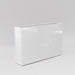 Amesbury Narrow Rectangle Planter in gloss bright white against gray background.