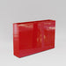 Amesbury Narrow Rectangle Planter in gloss red against gray background.