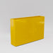 Amesbury Narrow Rectangle Planter in gloss saffron against gray background.
