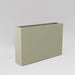 Amesbury Narrow Rectangle Planter in satin beige against gray background.