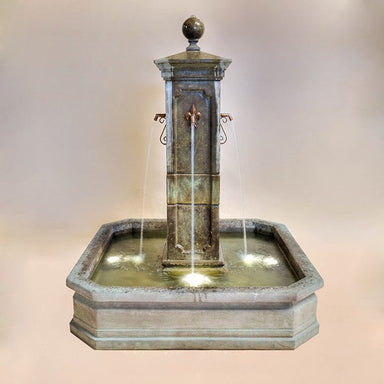 Anduze Colone Fountain against brown background.