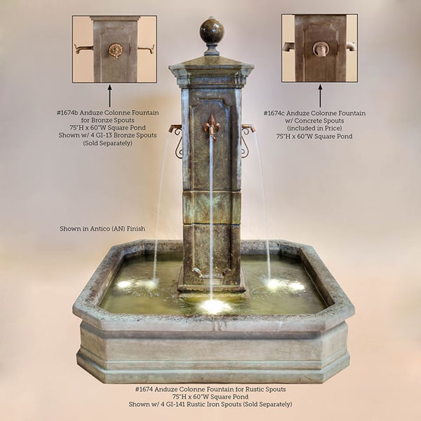 Anduze Colone Fountain with spout images.