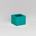 Antwerp Corner Fiberglass Planter in satin seafoam green against gray background.
