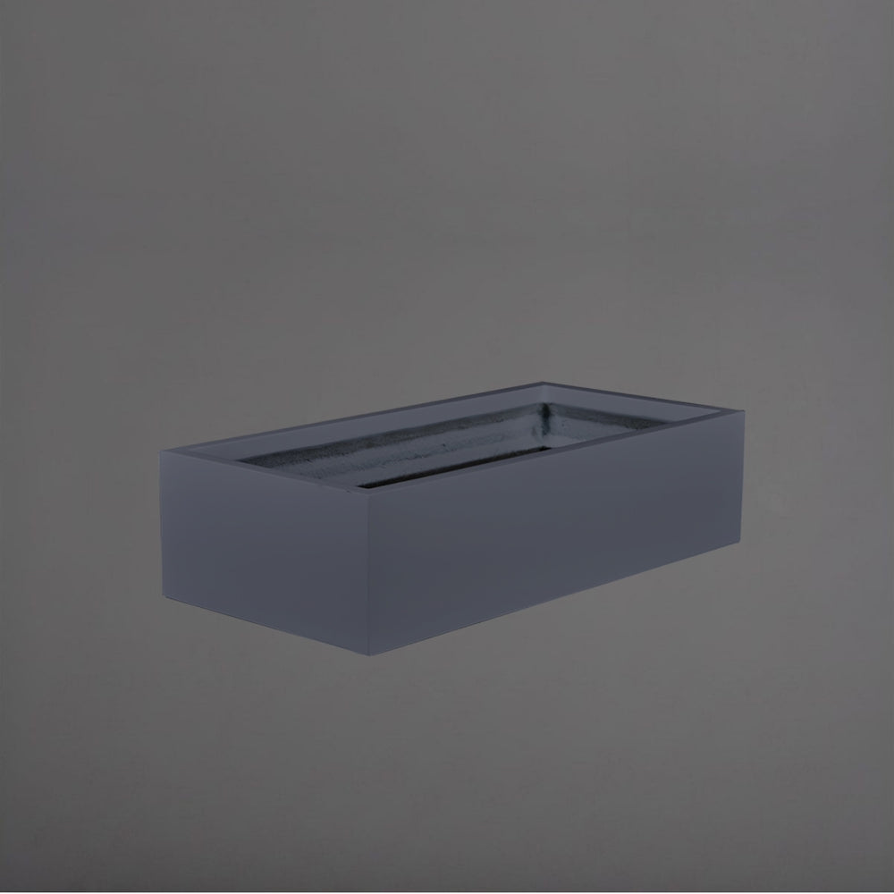 Antwerp Wide Rectangular Fiberglass Planter in matte charcoal against gray background.