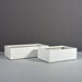 Antwerp Wide Rectangular Fiberglass Planter on concrete shown in different sizes.