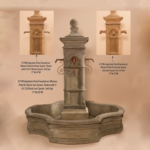 Aquitaine Pond Fountain with 70 Monaco pond with spout images.