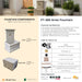 Complete overview of the Arles Fountain with dimensions, weights, pump kit parts, tools, and general info.