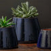 Artisan Pot Planter, Large - Sapphire - S/2 filled with cactus on the table upclose