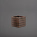 Ashevile Cube Wood Look Fiberglass Planter in 20 inch size against gray background.