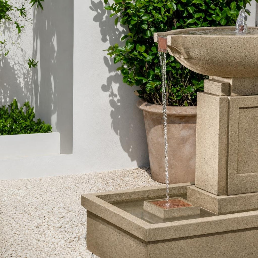 Austin Fountain in action with square splash guard.