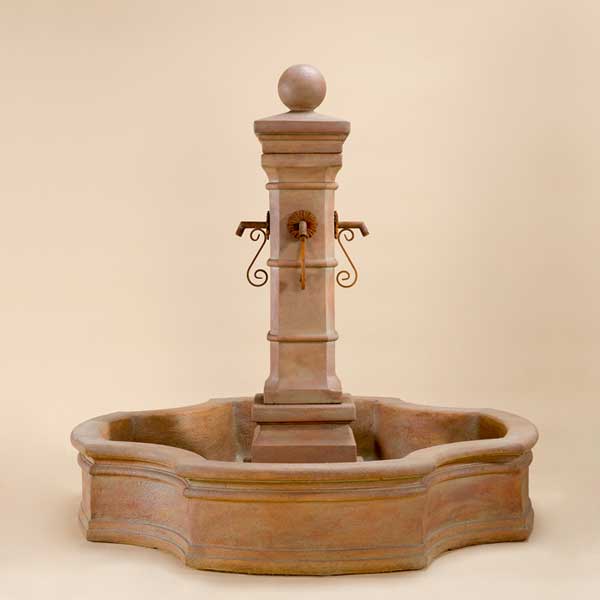 Avignon Monaco Pond Fountain against brown background.