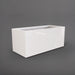 Badalona Rectangle Fiberglass Planter in gloss bright white against gray background.