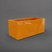 Badalona Rectangle Fiberglass Planter in gloss tangerine against gray background.