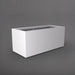 Badalona Rectangle Fiberglass Planter in matte bright white against gray background.