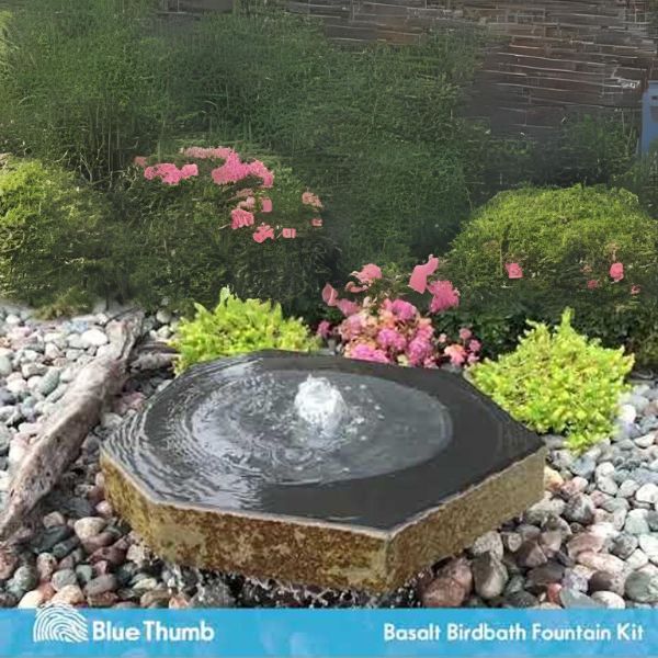 Basalt Bird Bath Fountain Kit Blue Thumb — The Blissful Place