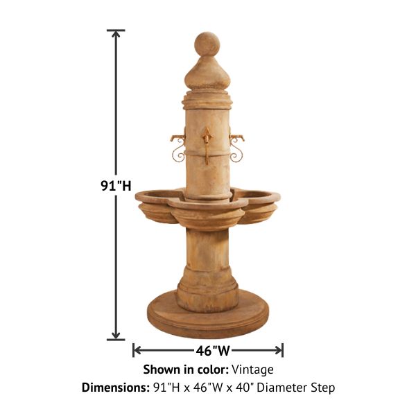 Beaumont Fountain with product details.
